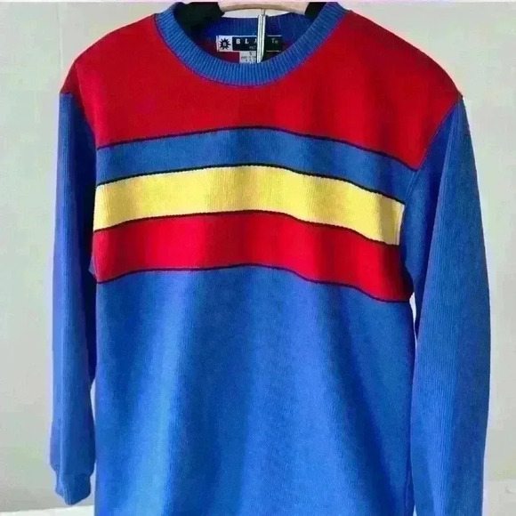 Vintage America Sweaters - Cute Colorblock Vintage 90s Blast Sweater perfect for fall